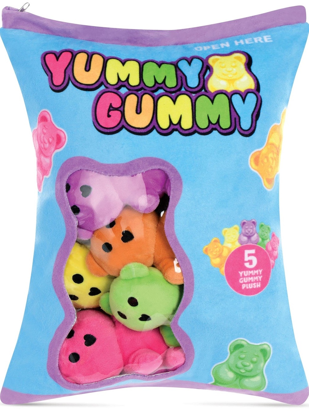 Iscream Yummy Gummy Strawberry Scented Fleece Snack Pillow w Bears